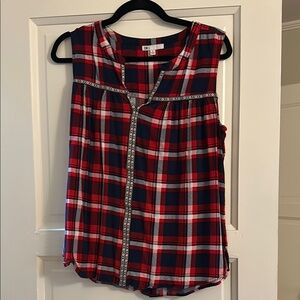 DR2 Red and Blue Buttoned Sleeveless Tank Top